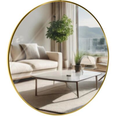 DELUKE Wandspiegel GDANSK Metall Gold Glanz 80x3x80cm Runder Spiegel Wand Hängespiegel Schlafzimmer Flur DELUKE Wandspiegel GDANSK Metall Gold Glanz 80x3x80cm Runder Spiegel Wand Hängespiegel Schlafzimmer Flur