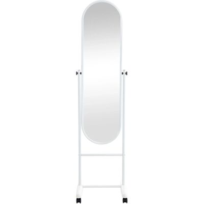 DELUKE Standspiegel MILANO Metall Weiß 40x42x155cm Mobiler Ganzkörperspiegel Freistehender Spiegel Mit Rollen DELUKE Standspiegel MILANO Metall Weiß 40x42x155cm Mobiler Ganzkörperspiegel Freistehender Spiegel Mit Rollen