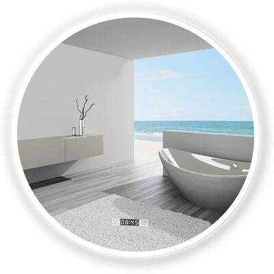 Aica Sanitär Badspiegel mit Uhr 80 cm Spiegel Rund mit LED Beleuchtung Neutral-Warm-Kaltweiß Dimmbar Memory Touch Wandschalter Beschlagfrei Aica Sanitär Badspiegel mit Uhr 80 cm Spiegel Rund mit LED Beleuchtung Neutral-Warm-Kaltweiß Dimmbar Memory Touch Wandschalter Beschlagfrei