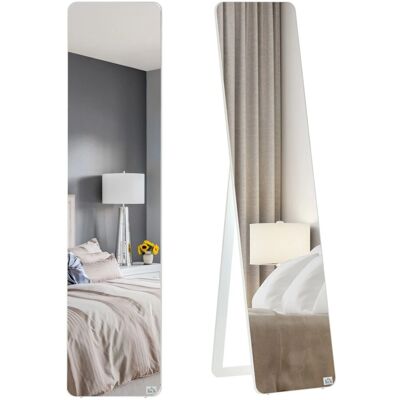HOMCOM Ankleidespiegel Kiefernholz MDF Glas Weiß 37B x 43T x 156H cm HOMCOM Ankleidespiegel Kiefernholz MDF Glas Weiß 37B x 43T x 156H cm