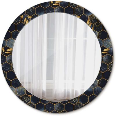 Tulup Bedruckter Spiegel Sechseckiger Marmor 70x70 cm Runder Spiegel Bedrucktem Rahmen Dekorative Spiegel Spiegel mit Ornamenten Tulup Bedruckter Spiegel Sechseckiger Marmor 70x70 cm Runder Spiegel Bedrucktem Rahmen Dekorative Spiegel Spiegel mit Ornamenten