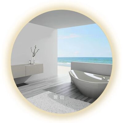 Aica Sanitär Badspiegel Rund 90 cm Spiegel mit LED Beleuchtung Drei Lichtfarbe Dimmbar Memory Neutral-Warm-Kaltweiß Touch Wandschalter Beschlagfrei Aica Sanitär Badspiegel Rund 90 cm Spiegel mit LED Beleuchtung Drei Lichtfarbe Dimmbar Memory Neutral-Warm-Kaltweiß Touch Wandschalter Beschlagfrei