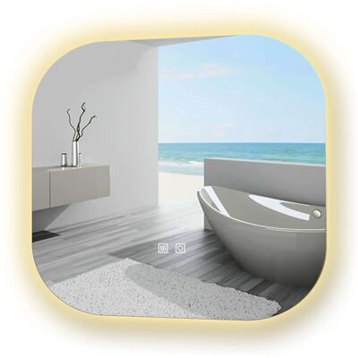 Aica Sanitär Badspiegel Quadrat 70 cm Spiegel mit LED Beleuchtung Drei Lichtfarbe Dimm Memory Neutral-Warm-Kaltweiß Touch Wandschalter Beschlagfrei Aica Sanitär Badspiegel Quadrat 70 cm Spiegel mit LED Beleuchtung Drei Lichtfarbe Dimm Memory Neutral-Warm-Kaltweiß Touch Wandschalter Beschlagfrei