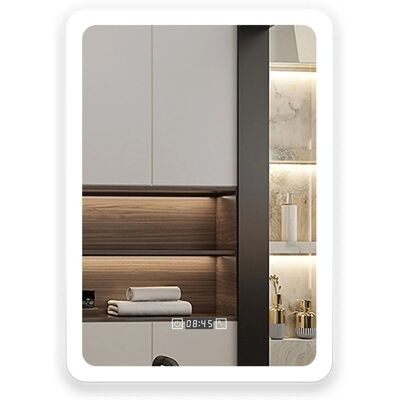 Aica Sanitär Badspiegel mit Uhr 50x70 cm Spiegel mit LED Beleuchtung Neutral-Warm-Kaltweiß Dimmbar Memory Touch Wandschalter Beschlagfrei Aica Sanitär Badspiegel mit Uhr 50x70 cm Spiegel mit LED Beleuchtung Neutral-Warm-Kaltweiß Dimmbar Memory Touch Wandschalter Beschlagfrei