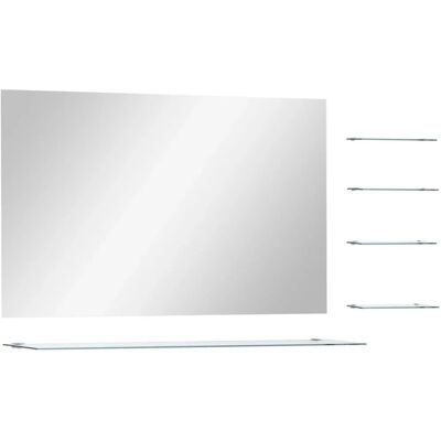 vidaXL Wandspiegel mit 5 Regalen Silber 100x60 cm - Wandspiegel vidaXL Wandspiegel mit 5 Regalen Silber 100x60 cm - Wandspiegel