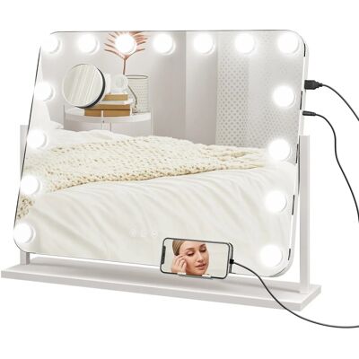 HOMCOM Hollywood Spiegel mit Beleuchtung 62x52 cm 360°Drehbar Schminkspiegel HOMCOM Hollywood Spiegel mit Beleuchtung 62x52 cm 360°Drehbar Schminkspiegel