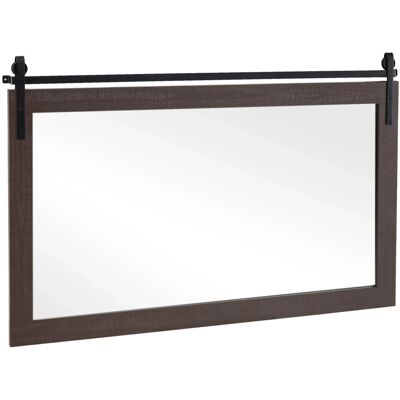 Costway Rechteckiger Spiegel mit Holzrahmen 100 x 66 cm Dunkelbraun Costway Rechteckiger Spiegel mit Holzrahmen 100 x 66 cm Dunkelbraun