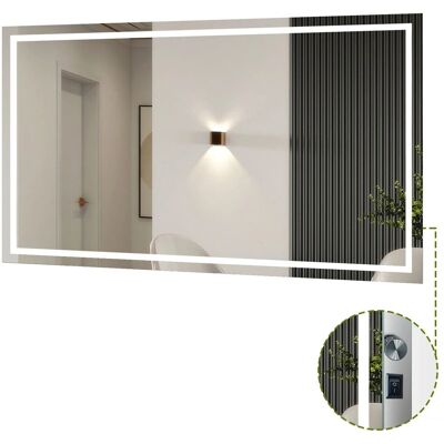 Aica Sanitär Badspiegel 100x60 cm Spiegel mit LED Beleuchtung Dreh Knopfschalter Wandschalter Kaltweiß Dimmbar Memory Wandspiegel Badezimmerspiegel Aica Sanitär Badspiegel 100x60 cm Spiegel mit LED Beleuchtung Dreh Knopfschalter Wandschalter Kaltweiß Dimmbar Memory Wandspiegel Badezimmerspiegel