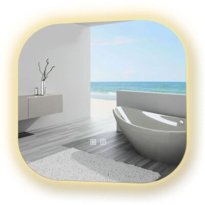 Aica Sanitär Badspiegel Quadrat 50 cm Spiegel mit LED Beleuchtung Drei Lichtfarbe Dimm Memory Neutral-Warm-Kaltweiß Touch Wandschalter Beschlagfrei Aica Sanitär Badspiegel Quadrat 50 cm Spiegel mit LED Beleuchtung Drei Lichtfarbe Dimm Memory Neutral-Warm-Kaltweiß Touch Wandschalter Beschlagfrei