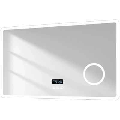 Emke Badspiegel mit 3-fache Vergrößerung 100 x 60 cm Bluetooth LED Spiegel mit 3 Lichtfarben Dimmbar Beschlagfrei Emke Badspiegel mit 3-fache Vergrößerung 100 x 60 cm Bluetooth LED Spiegel mit 3 Lichtfarben Dimmbar Beschlagfrei
