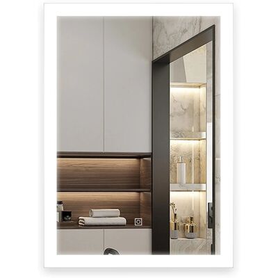Aica Sanitär Badspiegel 50x70 cm Beschlagfrei Drei Lichtfarbe Dimmbar Memory Touch Wandschalter Neutral-Warm-Kaltweiß Spiegel mit LED Beleuchtung Aica Sanitär Badspiegel 50x70 cm Beschlagfrei Drei Lichtfarbe Dimmbar Memory Touch Wandschalter Neutral-Warm-Kaltweiß Spiegel mit LED Beleuchtung