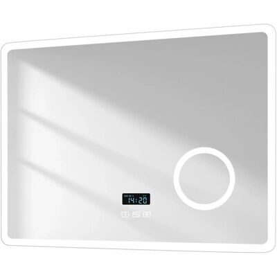 Emke Badspiegel mit Beleuchtung und Bluetooth - 80x60cm, 3-fache Vergrößerung Emke Badspiegel mit Beleuchtung und Bluetooth - 80x60cm, 3-fache Vergrößerung