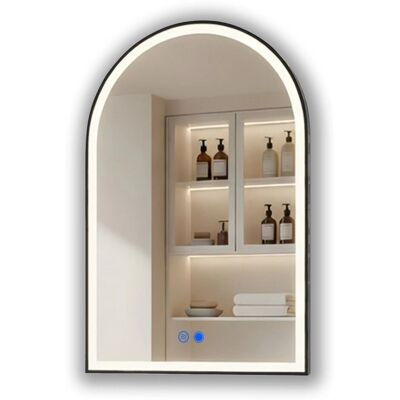 ARTFORMA LED Badspiegel in Bogenform 60x90 cm mit Beleuchtung Rahmen Schwarz Matt Antibeschlag Touch IP44 ARTFORMA LED Badspiegel in Bogenform 60x90 cm mit Beleuchtung Rahmen Schwarz Matt Antibeschlag Touch IP44