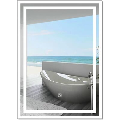 Aica Sanitär Badspiegel 50x70 cm Spiegel mit LED Beleuchtung Drei Lichtfarbe Dimmbar Memory Touch Wandschalter Beschlagfrei Neutral-Warm-Kaltweiß Aica Sanitär Badspiegel 50x70 cm Spiegel mit LED Beleuchtung Drei Lichtfarbe Dimmbar Memory Touch Wandschalter Beschlagfrei Neutral-Warm-Kaltweiß