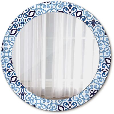 Tulup Bedruckter Spiegel Blaues arabisches Muster 70x70 cm Runder Spiegel Bedrucktem Rahmen Dekorative Spiegel Spiegel mit Ornamenten Tulup Bedruckter Spiegel Blaues arabisches Muster 70x70 cm Runder Spiegel Bedrucktem Rahmen Dekorative Spiegel Spiegel mit Ornamenten