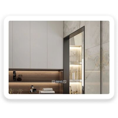 Aica Sanitär Badspiegel mit Uhr 70x50 cm Spiegel mit LED Beleuchtung Neutral-Warm-Kaltweiß Dimmbar Memory Touch Wandschalter Beschlagfrei Aica Sanitär Badspiegel mit Uhr 70x50 cm Spiegel mit LED Beleuchtung Neutral-Warm-Kaltweiß Dimmbar Memory Touch Wandschalter Beschlagfrei
