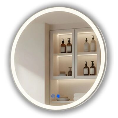 ARTFORMA LED Badspiegel Rund 60 cm mit Beleuchtung Rahmen Gebürstetes Silber Antibeschlag Touch IP44 ARTFORMA LED Badspiegel Rund 60 cm mit Beleuchtung Rahmen Gebürstetes Silber Antibeschlag Touch IP44