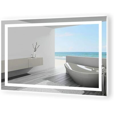 Aica Sanitär Badspiegel 70x50 cm Spiegel mit LED Beleuchtung Dreh-Knopf-Wandschalter Drei Lichtfarbe Dimm Memory Neutral-Warm-Kaltweiß Beschlagfrei Aica Sanitär Badspiegel 70x50 cm Spiegel mit LED Beleuchtung Dreh-Knopf-Wandschalter Drei Lichtfarbe Dimm Memory Neutral-Warm-Kaltweiß Beschlagfrei