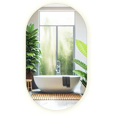 Tulup LED Spiegel LED Spiegel Oval 52 cm x 90 cm LED Wandspiegel Oval Wandspiegel Oval Mit LED Neutralweiß 4000K Tulup LED Spiegel LED Spiegel Oval 52 cm x 90 cm LED Wandspiegel Oval Wandspiegel Oval Mit LED Neutralweiß 4000K