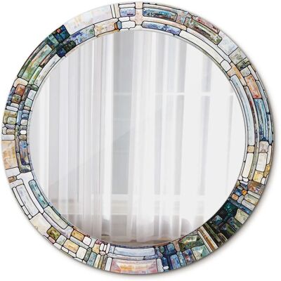 Tulup Bedruckter Spiegel Buntglas 70x70 cm Runder Spiegel Bedrucktem Rahmen Dekorative Spiegel Spiegel mit Ornamenten Tulup Bedruckter Spiegel Buntglas 70x70 cm Runder Spiegel Bedrucktem Rahmen Dekorative Spiegel Spiegel mit Ornamenten
