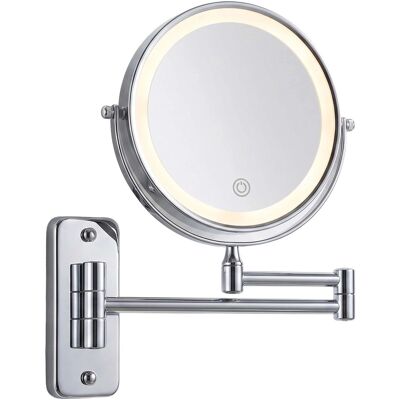 Relaxdays Wandkosmetikspiegel Eisen Glas Silber LED-Beleuchtung 10-Fach Vergrößerung Schwenkbar Ausziehbar 30 cm x 21 cm x 3,5 cm 0,8 kg Relaxdays Wandkosmetikspiegel Eisen Glas Silber LED-Beleuchtung 10-Fach Vergrößerung Schwenkbar Ausziehbar 30 cm x 21 cm x 3,5 cm 0,8 kg