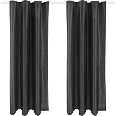 Arsvita 2er Pack Gardine Blickdicht Alessia mit Universalband 140 cm x 245 cm Schwarz Arsvita 2er Pack Gardine Blickdicht Alessia mit Universalband 140 cm x 245 cm Schwarz
