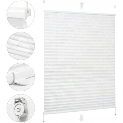 Sekey Plissee ohne Bohren Klemmfix Verstellbar Spannung Weiß mit Muster 60x120cm Sekey Plissee ohne Bohren Klemmfix Verstellbar Spannung Weiß mit Muster 60x120cm