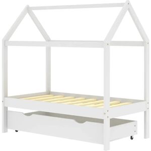 vidaXL Kinderbett mit Schublade Weiß Massivholz Kiefer 70x140 cm 322139 vidaXL Kinderbett mit Schublade Weiß Massivholz Kiefer 70x140 cm 322139