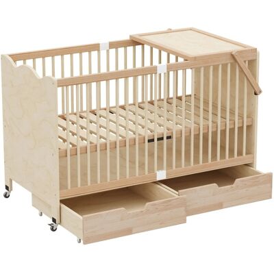 Merax Babybett 70x140x94,5 cm Naturholz 4 Stufen Schubladen Wickeltisch Merax Babybett 70x140x94,5 cm Naturholz 4 Stufen Schubladen Wickeltisch