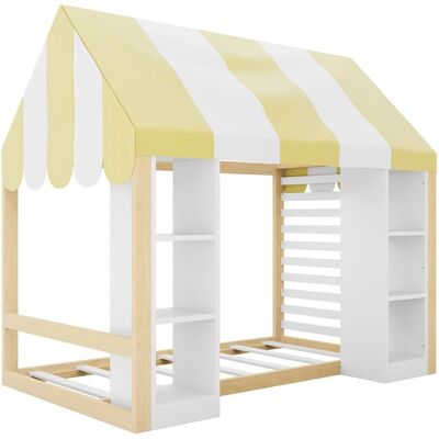 Merax Kinderbett 90x200cm Landhaus Himmelbett Holzfarbe Weiß Merax Kinderbett 90x200cm Landhaus Himmelbett Holzfarbe Weiß