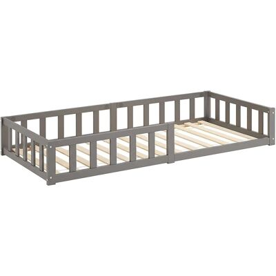 Homestyle4u Kinderbett Grau mit Rausfallschutz 90x200 cm Bodenbett 2928 Homestyle4u Kinderbett Grau mit Rausfallschutz 90x200 cm Bodenbett 2928