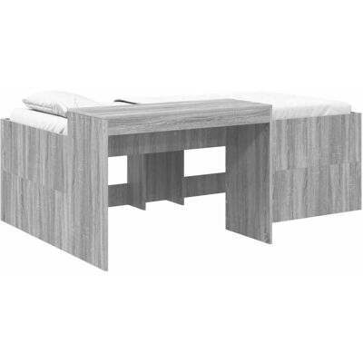 vidaXL Hochbett mit Schreibtisch für Kinder Grau Sonoma 90 x 200 cm 3422656 vidaXL Hochbett mit Schreibtisch für Kinder Grau Sonoma 90 x 200 cm 3422656