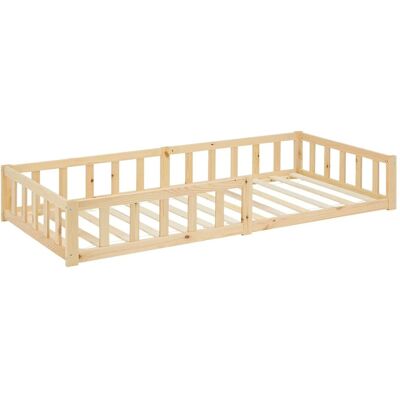 Homestyle4u Kinderbett Natur mit Rausfallschutz 90x200 cm BodenbettLattenrost Kleinkindbett 2837 Homestyle4u Kinderbett Natur mit Rausfallschutz 90x200 cm BodenbettLattenrost Kleinkindbett 2837