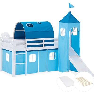 Homestyle4u Kinder Hochbett 90x200 Rutsche Matratze Kinderbett Blau Homestyle4u Kinder Hochbett 90x200 Rutsche Matratze Kinderbett Blau