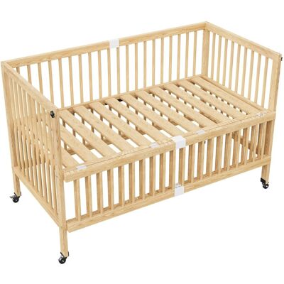 Merax Babybett 70x140x95 cm Naturholz 4 Stufen Gitterbett Kindersofa Merax Babybett 70x140x95 cm Naturholz 4 Stufen Gitterbett Kindersofa