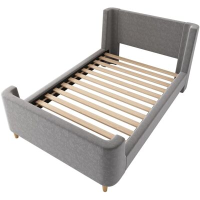Merax Kinderbett 90x200cm Schlittenbett Muster Grau Samt Merax Kinderbett 90x200cm Schlittenbett Muster Grau Samt