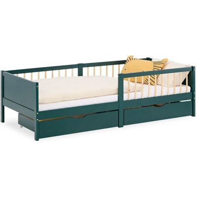 Homestyle4u Kinderbett 90x200 Holzbett mit Rausfallschutz Grün 2912 Homestyle4u Kinderbett 90x200 Holzbett mit Rausfallschutz Grün 2912