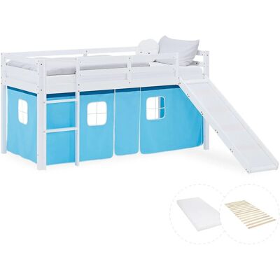 Homestyle4u Hochbett 90x200 Kinder Rutsche Matratze Blau Kinderbett 2998 Homestyle4u Hochbett 90x200 Kinder Rutsche Matratze Blau Kinderbett 2998