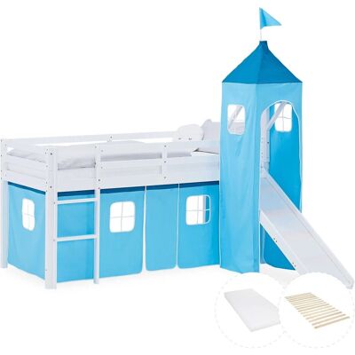 Homestyle4u Kinder Hochbett 90x200 Rutsche Matratze Blau Kinderbett 2999 Homestyle4u Kinder Hochbett 90x200 Rutsche Matratze Blau Kinderbett 2999