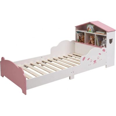 Relaxdays Kinderbett MDF Sperrholz Weiß Rosa mit Regal 65 cm x 75 cm x 161 cm 20,2 kg Relaxdays Kinderbett MDF Sperrholz Weiß Rosa mit Regal 65 cm x 75 cm x 161 cm 20,2 kg