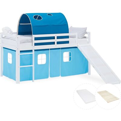 Homestyle4u Kinder Hochbett 90x200 Rutsche Matratze Kinderbett Blau 3000 Homestyle4u Kinder Hochbett 90x200 Rutsche Matratze Kinderbett Blau 3000