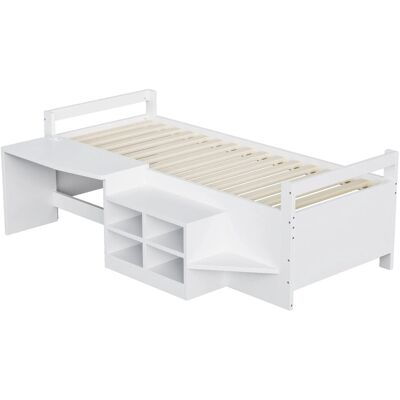 Merax Kinderbett 90x200cm Holzbett Schreibtisch Steckdose Weiß Merax Kinderbett 90x200cm Holzbett Schreibtisch Steckdose Weiß