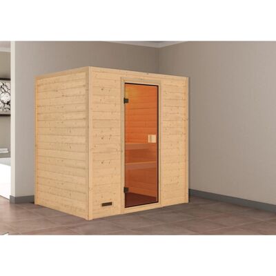 Woodfeeling Selena Sauna - Für 4 Personen, Nordisches Fichtenholz, Ohne Dachkranz Woodfeeling Selena Sauna - Für 4 Personen, Nordisches Fichtenholz, Ohne Dachkranz