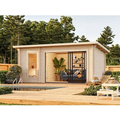 PALMAKO Sanna Slide Plus Saunahaus - Holzblocksystem für 3 Personen PALMAKO Sanna Slide Plus Saunahaus - Holzblocksystem für 3 Personen