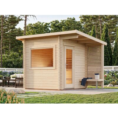 Palmako Sauna Sanna 210 x 210 cm Lackiert Hellgrau-Anthrazit FSC® Palmako Sauna Sanna 210 x 210 cm Lackiert Hellgrau-Anthrazit FSC®