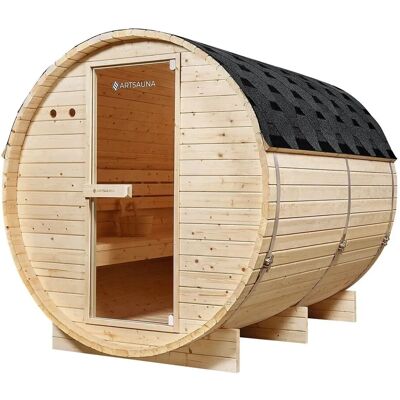 Artsauna Fasssauna Spitzbergen 220 cm für 6 Personen mit 8 kW Saunaofen Artsauna Fasssauna Spitzbergen 220 cm für 6 Personen mit 8 kW Saunaofen