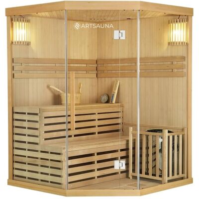 Artsauna Traditionelle Saunakabine Finnische Sauna Espoo150 Premium 150 x 150 cm 6 kW Artsauna Traditionelle Saunakabine Finnische Sauna Espoo150 Premium 150 x 150 cm 6 kW