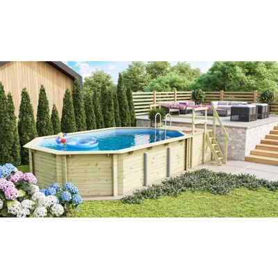 KARIBU Palma Pool Set C - Achthoekiger Pool mit Sonnendeck & Terrasse KARIBU Palma Pool Set C - Achthoekiger Pool mit Sonnendeck & Terrasse