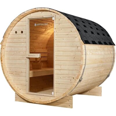 Artsauna Fasssauna Spitzbergen 180 cm für 4 Personen mit 6 kW Saunaofen Artsauna Fasssauna Spitzbergen 180 cm für 4 Personen mit 6 kW Saunaofen
