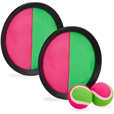 Relaxdays Klettballspiel Set Kunststoff Gummi Pink Grün Verstellbar 2 cm x ø 20,5 cm 0,08 kg Relaxdays Klettballspiel Set Kunststoff Gummi Pink Grün Verstellbar 2 cm x ø 20,5 cm 0,08 kg